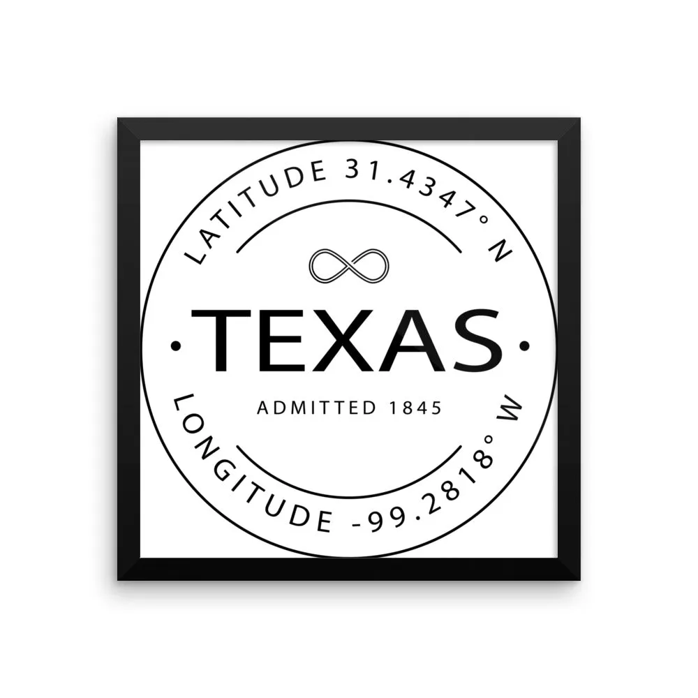 Texas - Framed Print - Latitude & Longitude