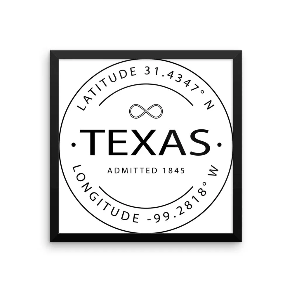 Texas - Framed Print - Latitude & Longitude