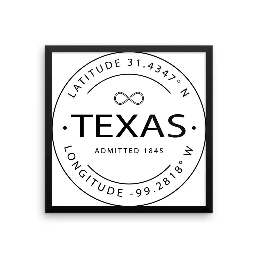 Texas - Framed Print - Latitude & Longitude