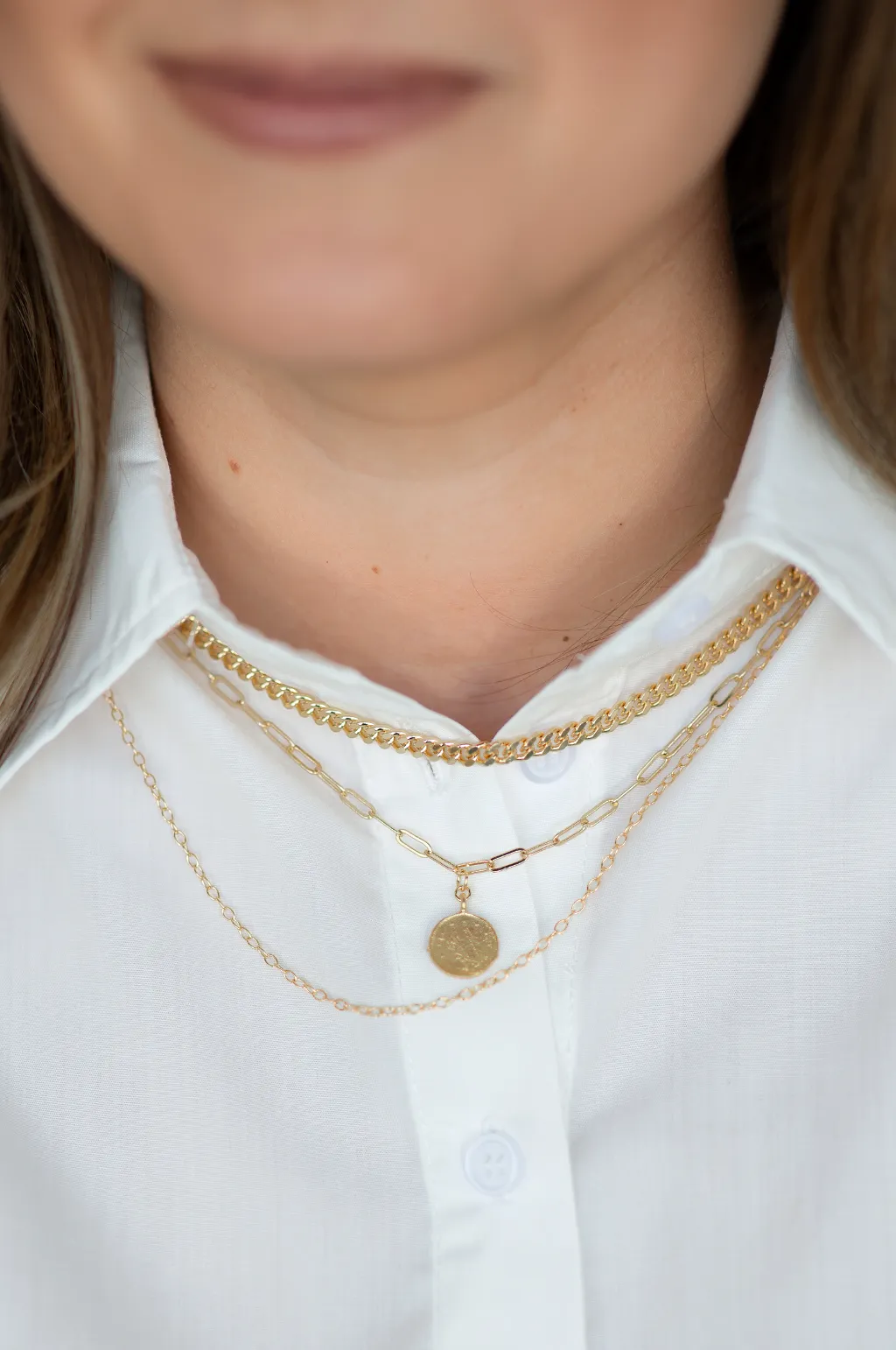 Triple Layered Coin Necklace by Annie Claire Designs