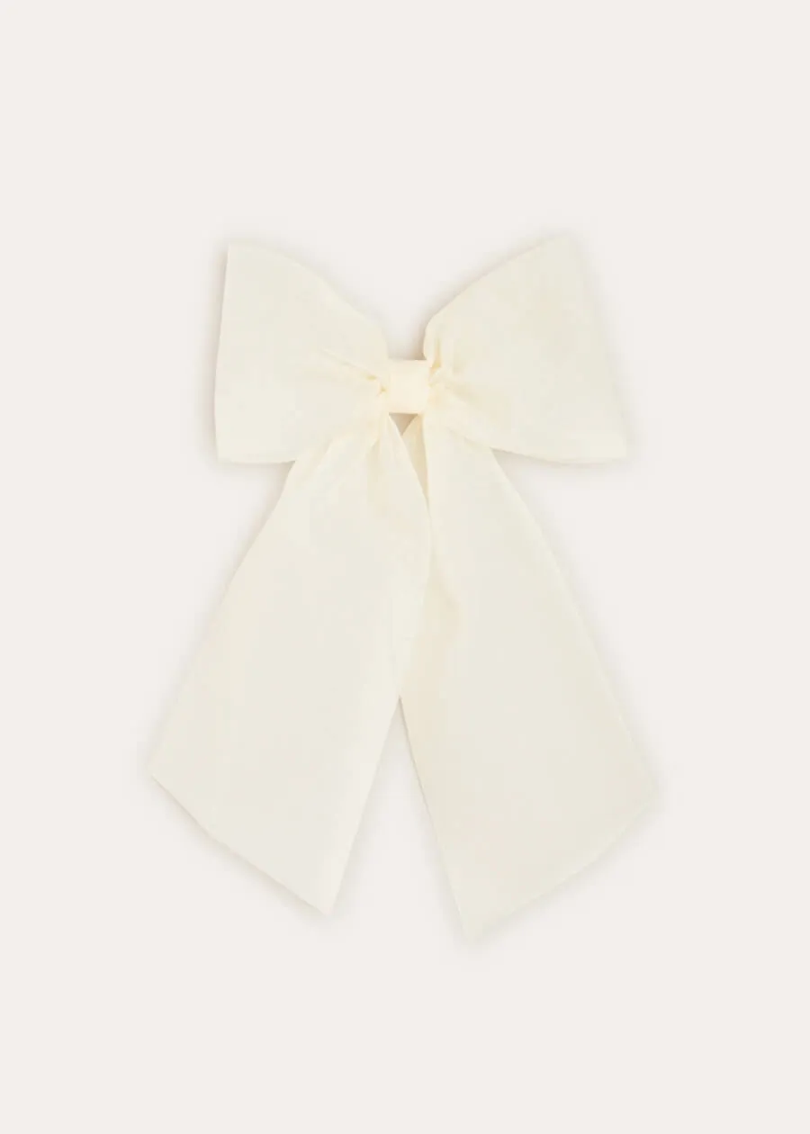 Tulle Long Bow Clip In Cream