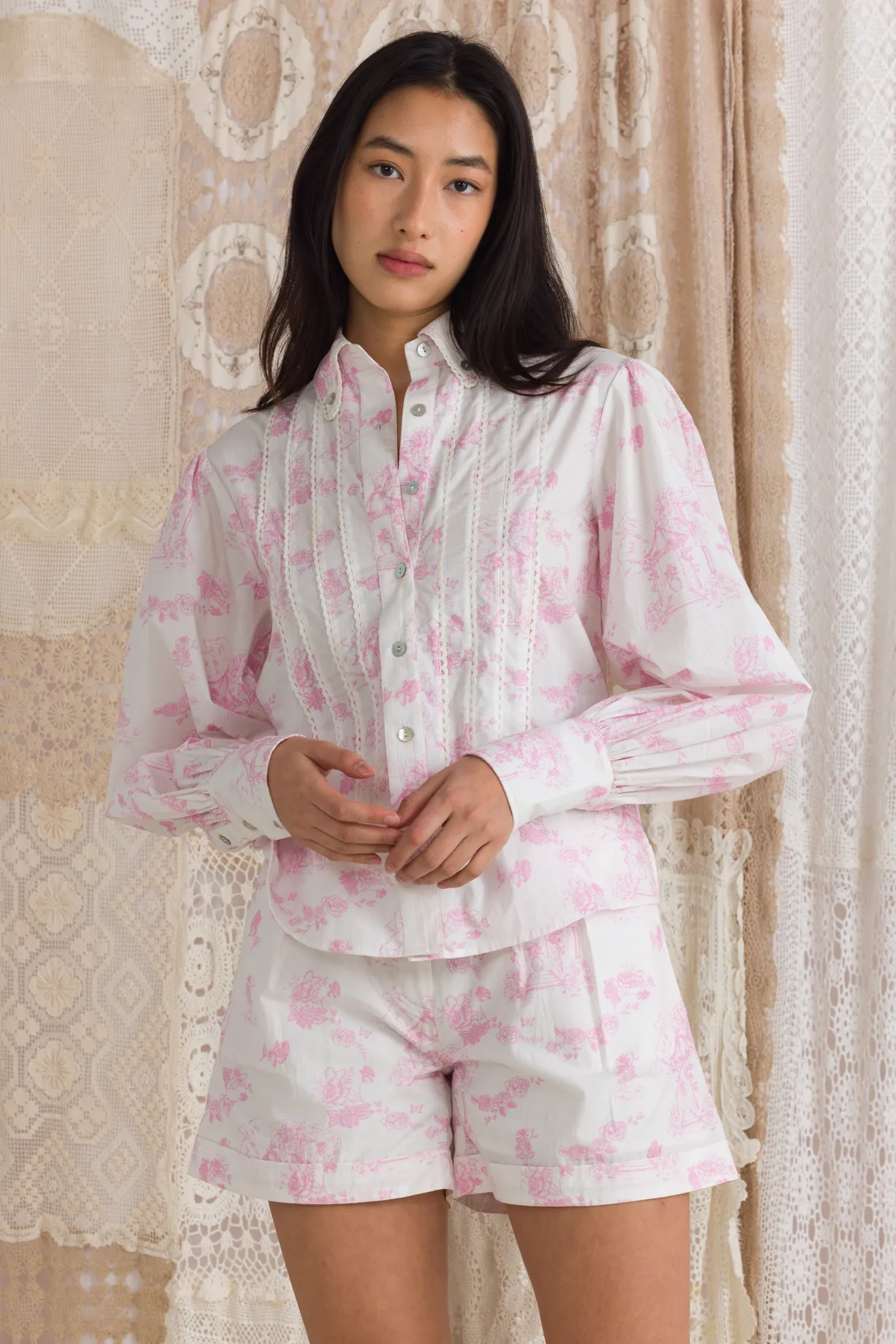 Tux Shirt Gazebo Toile Rose Shadow