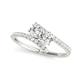 Two Stone Bypass Diamond Ring in 14k White Gold