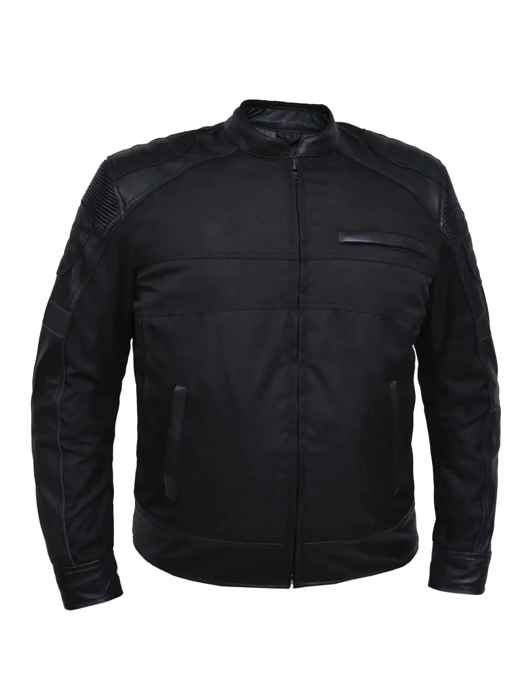 'Unik' Men's Leather / Textile Jacket - Black