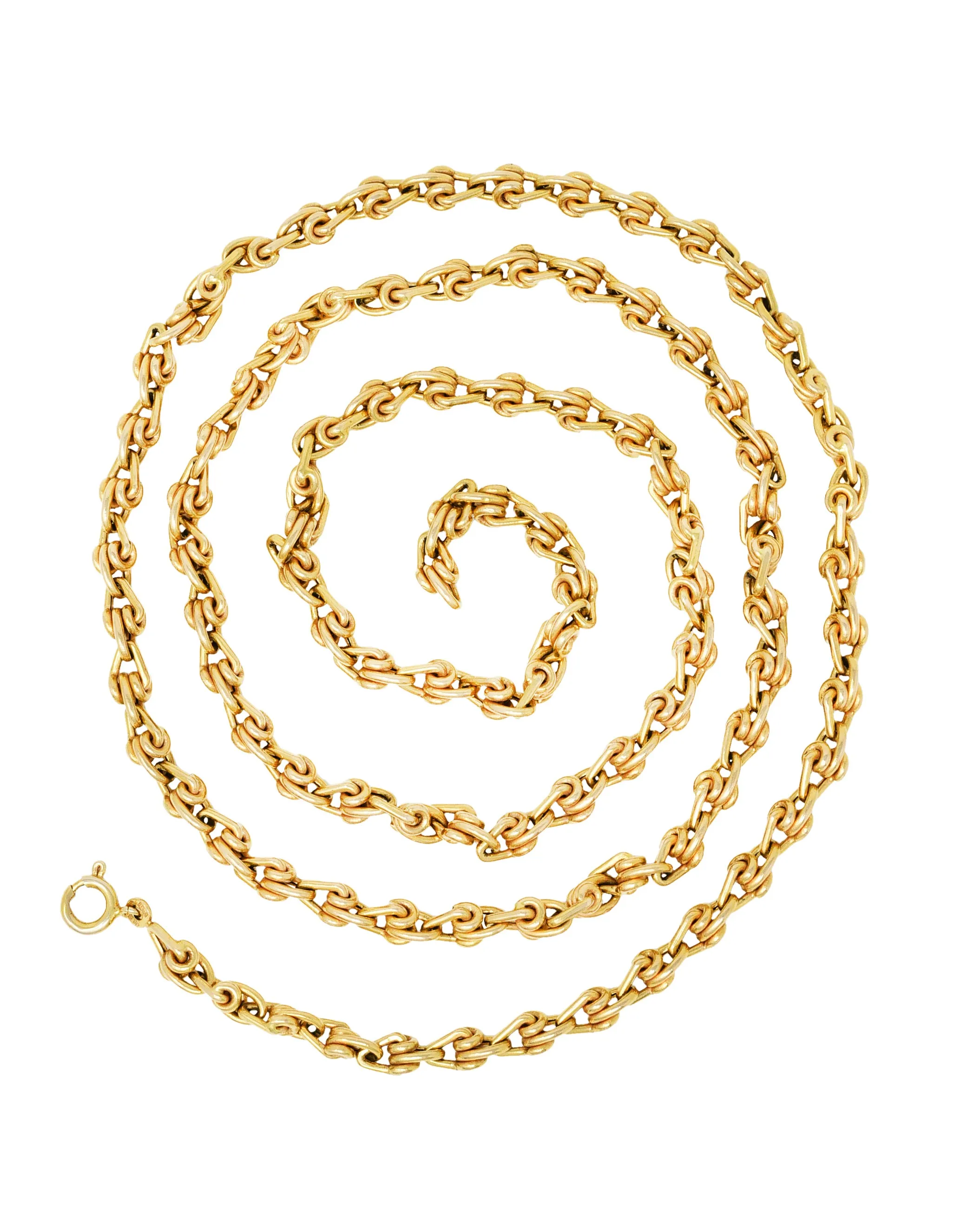 Unoaerre Vintage Italian 14 Karat Gold 32 Inch Long Chain Necklace