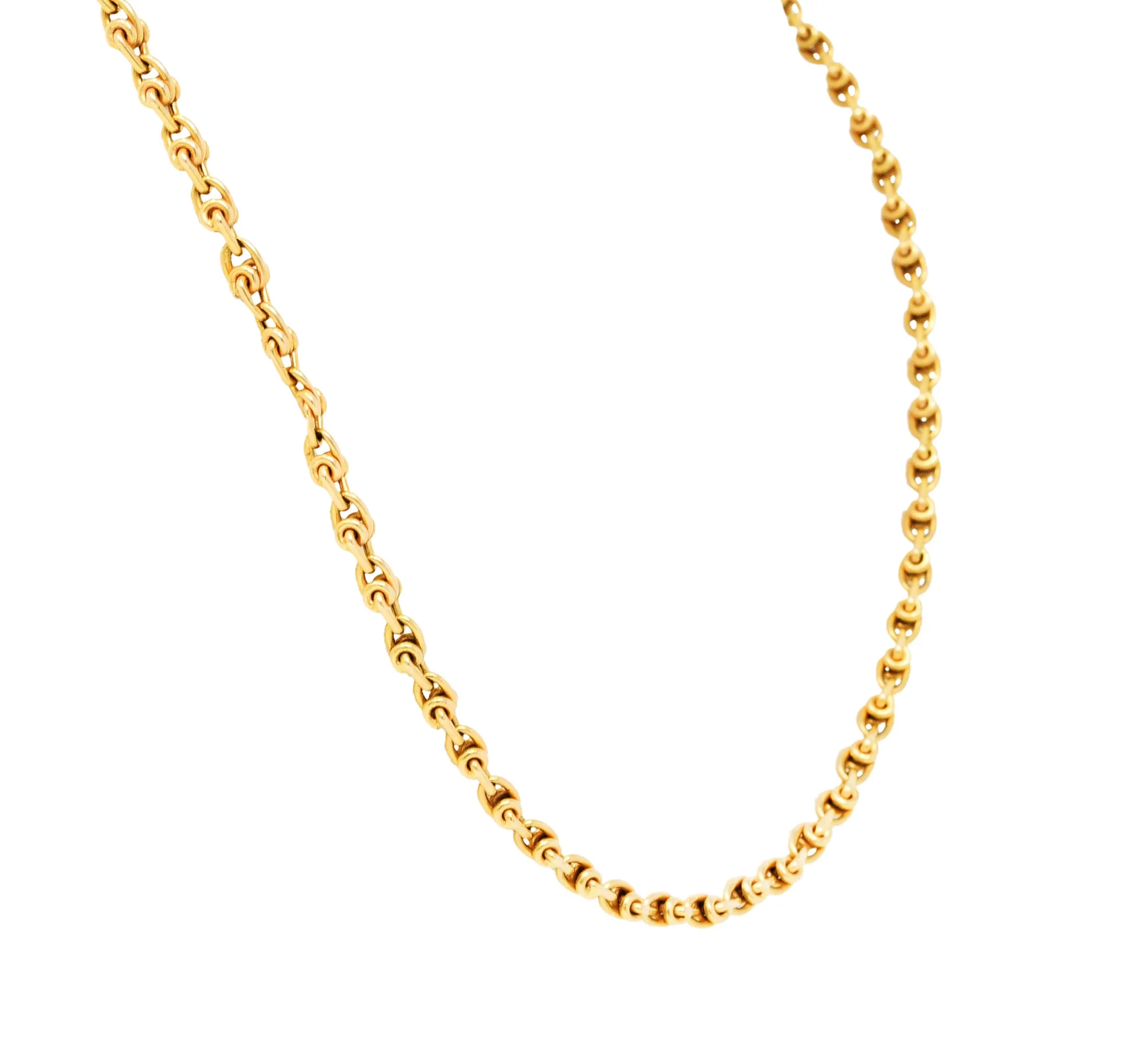 Unoaerre Vintage Italian 14 Karat Gold 32 Inch Long Chain Necklace