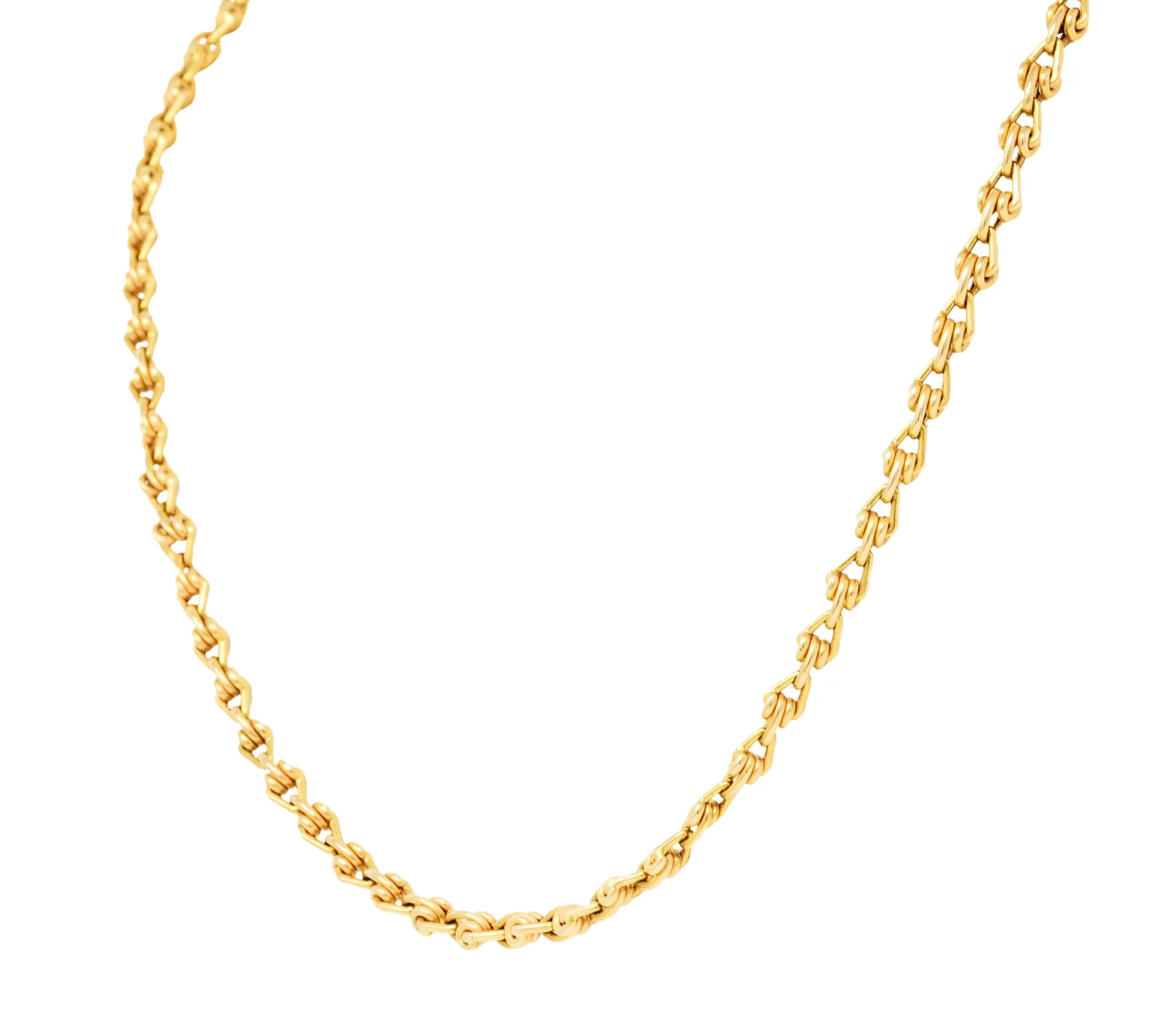 Unoaerre Vintage Italian 14 Karat Gold 32 Inch Long Chain Necklace