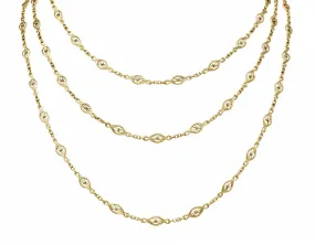 Victorian 14 Karat Gold 62 Inch Filigree Long Chain Necklace