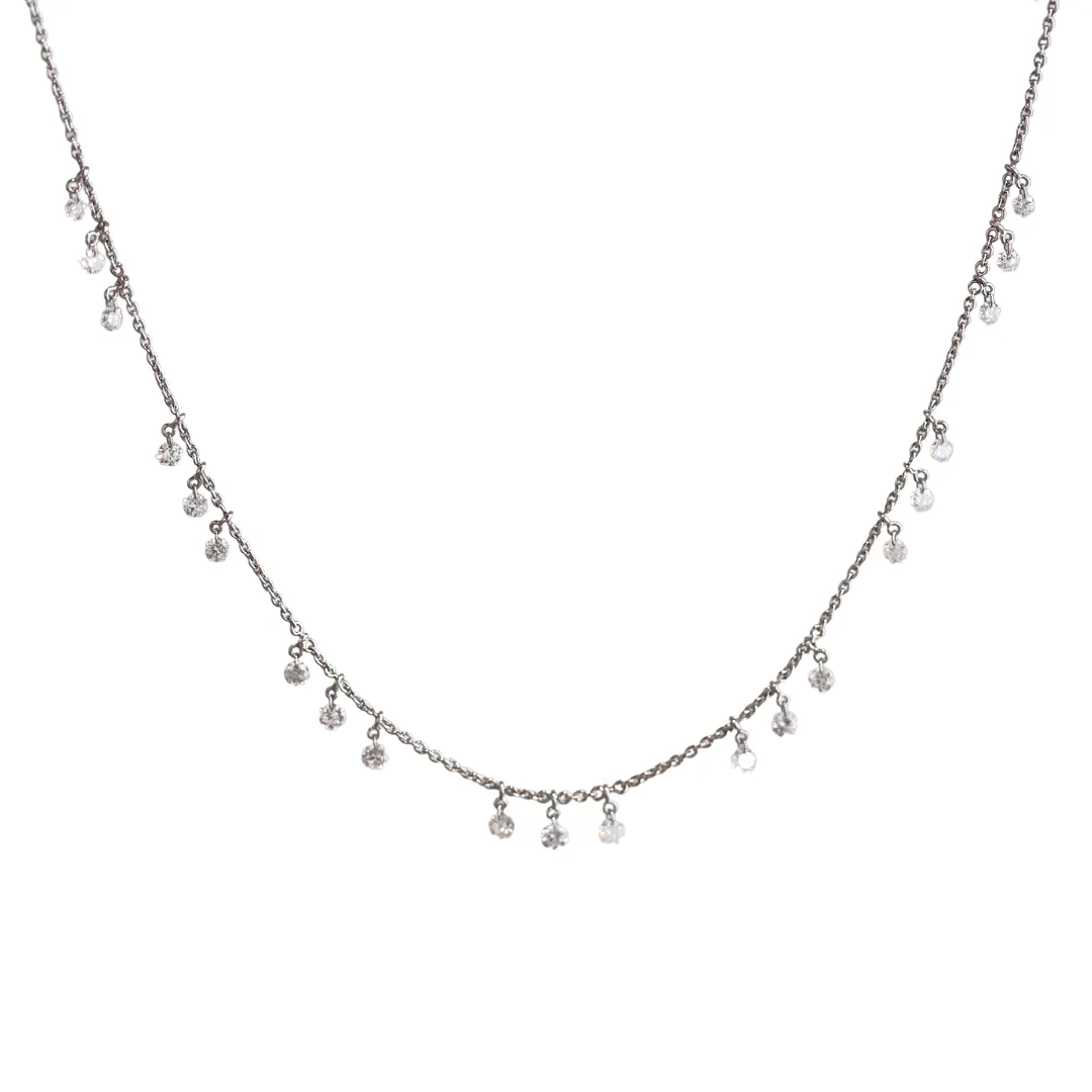 White Gold Drilled Round Diamond Necklace