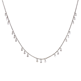 White Gold Drilled Round Diamond Necklace