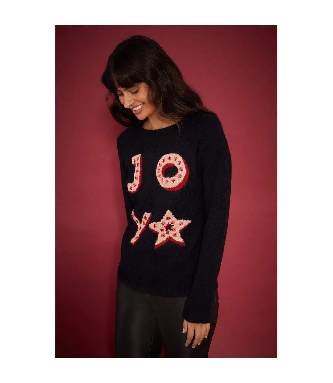 Womens/ladies joy glitter christmas jumper ivory Dorothy Perkins