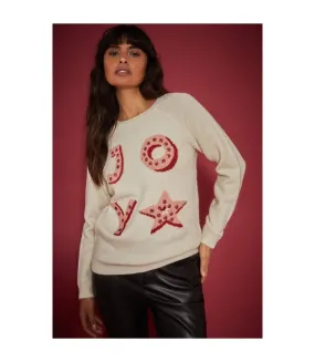 Womens/ladies joy glitter christmas jumper ivory Dorothy Perkins