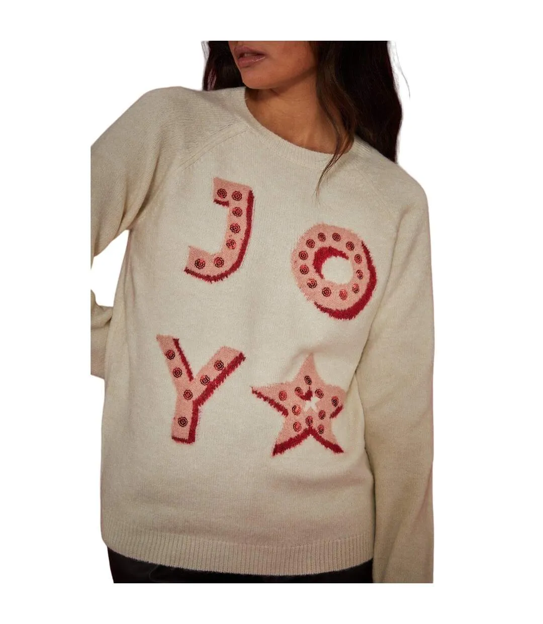 Womens/ladies joy glitter christmas jumper ivory Dorothy Perkins