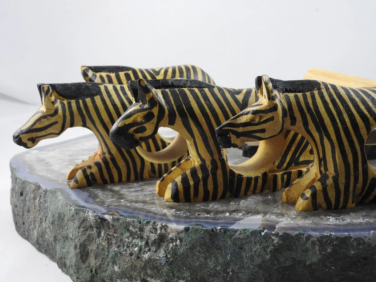 Wooden Carved Zebra Napkin Holders CLOSEOUT