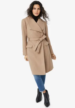 Wrap-Collar Wool-Blend Coat