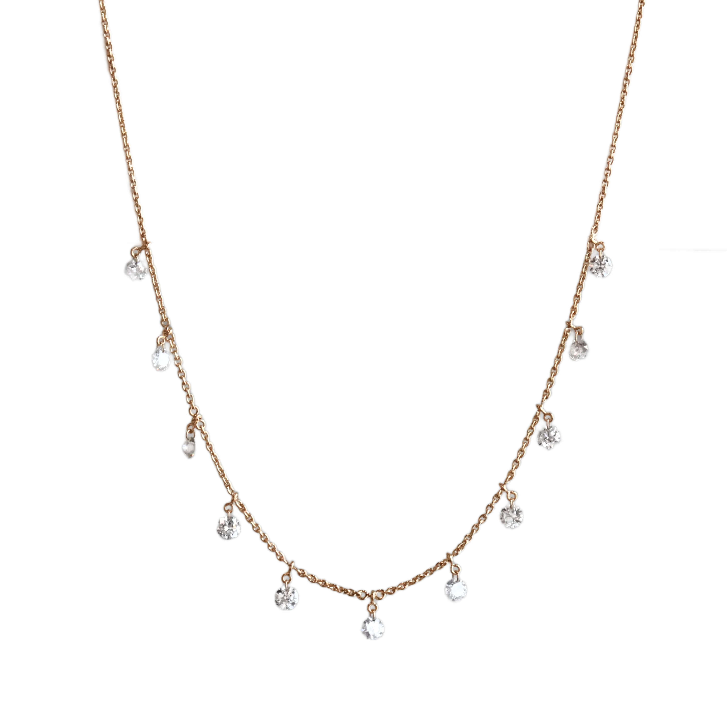 Yellow Gold Drilled Diamond Necklace